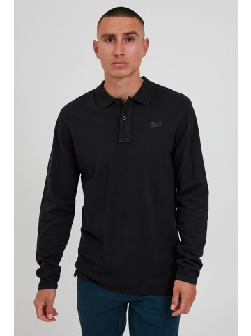 BLEND Langarm-Poloshirt in schwarz