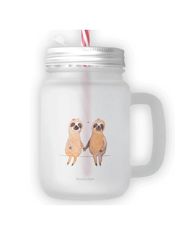 Mr. & Mrs. Panda Blümchentailglas Faultier Pärchen ohne Spruch in Transparent