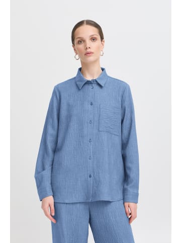 ICHI Langarm - Hemd IXREMI Regular fit in Coronet Blue w. pinst.