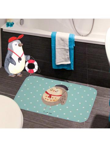 Mr. & Mrs. Panda Badezimmerteppich Eule Frankreich ohne Spruch in Türkis Pastell