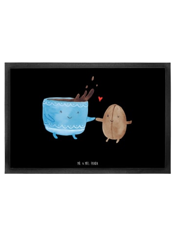 Mr. & Mrs. Panda Gummi-Fußmatte Kaffee Bohne ohne Spruch in Schwarz