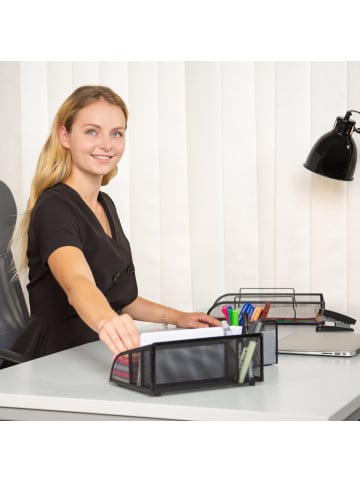 Schreibtischorganizer in Silber - (B)25,5 x (H)10,5 x (T)18 cm