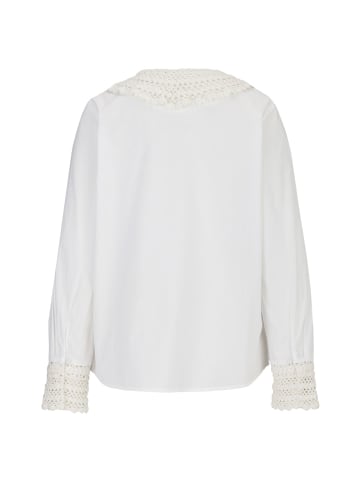 Rich & Royal Hemdbluse Blouse With Crochet Collar Organic in weiß