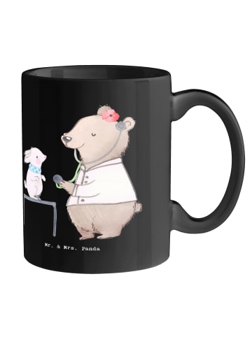 Mr. & Mrs. Panda Pott Tierarzt Helden mit Spruch in Schwarz