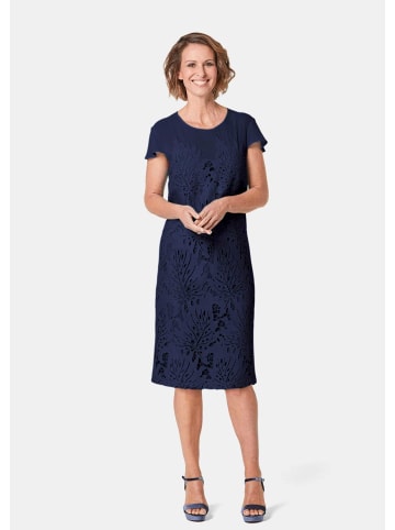 GOLDNER Spitzenkleid aus Chiffon, Flügelärmeln in marine