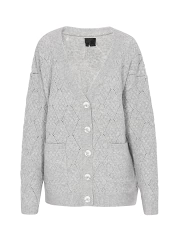 DreiMaster Klassik Damen Cardigan in Grau Melange