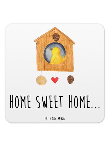 Mr. & Mrs. Panda Tischuntersetzer Vogelhaus Home mit Spruch in Weiß