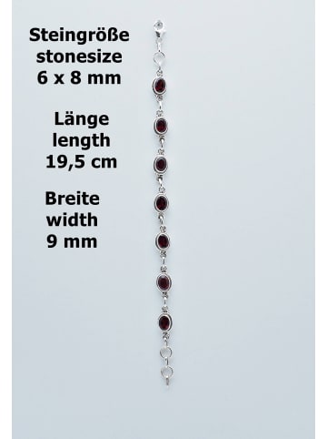 mantraroma 925er Silber - Armbänder (L) 19,5 cm mit Granat facettiert