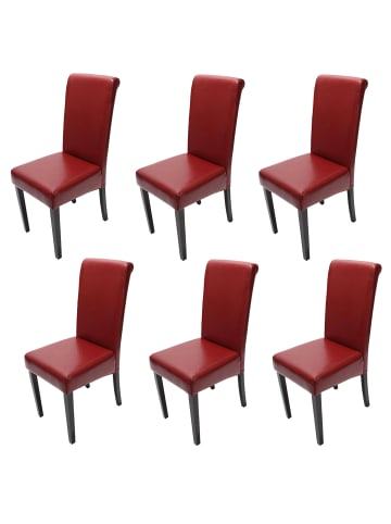 MCW 6er-Set Esszimmerstuhl Lecce II, Rot, dunkle Beine
