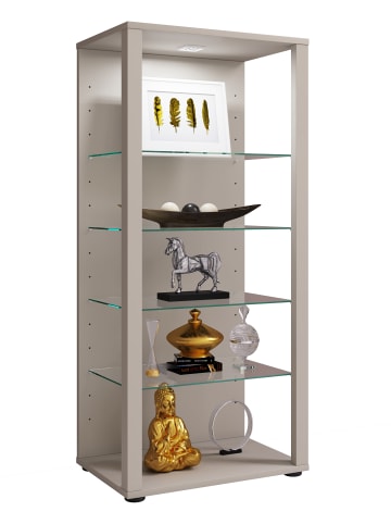 VCM  Holz Glas Stand Vitrine Sammelvitrine Glasol lll in Silber