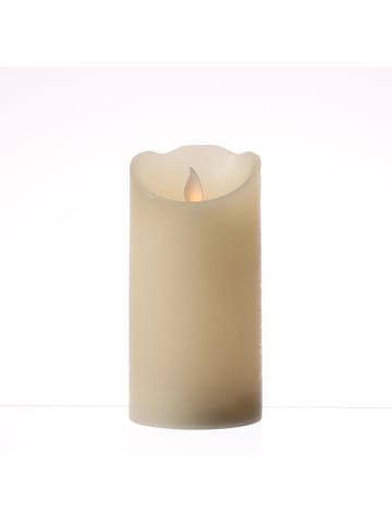 MARELIDA LED Kerze mit beweglicher Flamme Echtwachs Rustik-Optik H: 15cm in creme