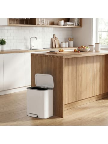 SONGMICS Abfalleimer Parri in Weiß - (B)30 x (H)42.5 x (T)36.6 cm - 20 L