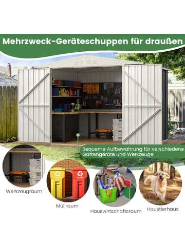 COSTWAY Gerätehaus 7,5 m³ Türgröße: 158x157cm in Grau