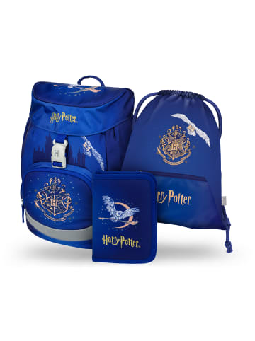 BAAGL 3-tlg. Set: Schulrucksack Airy in Blau Harry Potter Hogwarts Hedwig