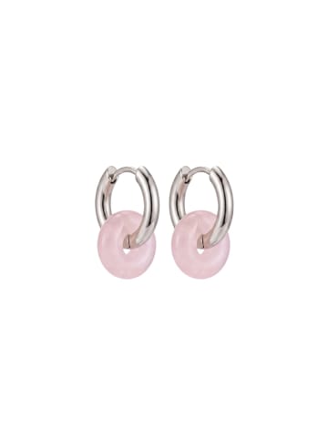 PURELEI Ohrringe Rosenquartz Hoops Silber