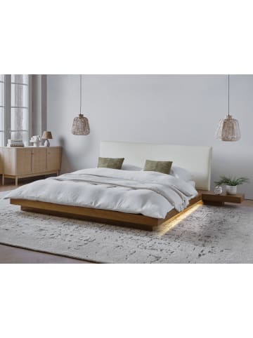 Beliani Doppelbett ZEN in Braun/Weiß - (W) 308 x (H) 86 x (L) 229 cm