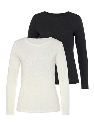Vivance by Lascana Langarmshirt in creme, schwarz