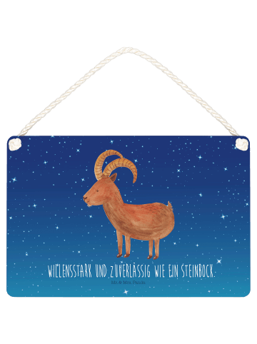 Mr. & Mrs. Panda Schild Sternzeichen Steinbock mit Spruch in Sternenhimmel Blau