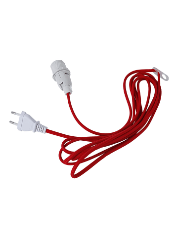 STAR Trading Lampenfassung E14 Lacy mit Stecker, rot, Textilkabel 350cm