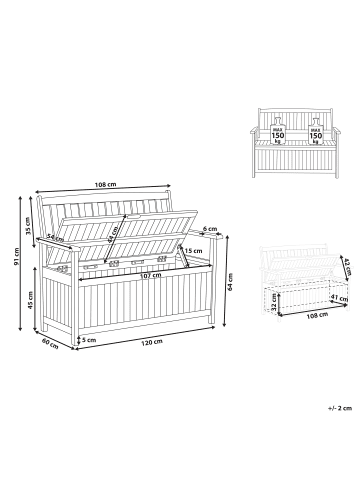 Beliani Gartenbank SOVANA in Braun - (W) 120 x (H) 91 x (L) 60 cm