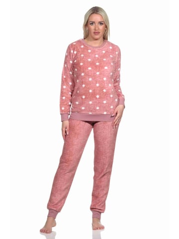 NORMANN langarm Schlafanzug Bündchen Coralfleece Tupfen - 76753 in rosa