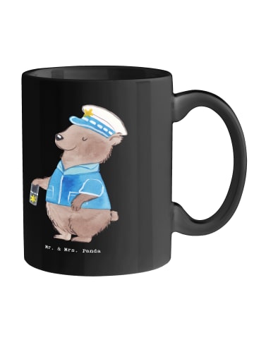 Mr. & Mrs. Panda Kaffeebecher Polizist Humor mit Spruch in Schwarz