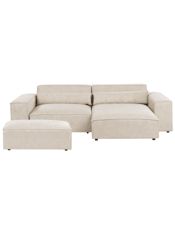Beliani 4-tlg Ecksofa HELLNAR in Beige linksseitig