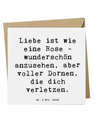 Mr. & Mrs. Panda Klappkarte Spruch Rose Herzschmerz mit Spruch in Weiß