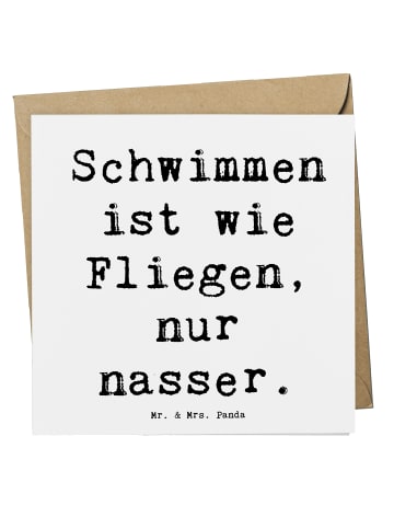 Mr. & Mrs. Panda Einladungskarte Spruch Schwimmen wie Fliegen mi... in Weiß