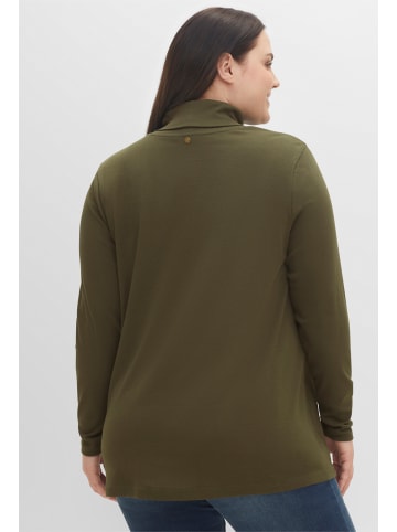sheego Rollkragen-Shirt in dunkelkhaki