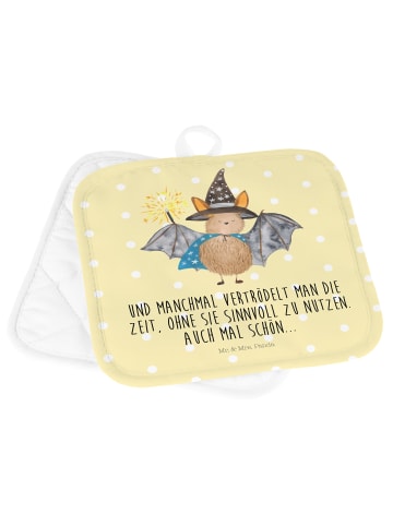 Mr. & Mrs. Panda 2er Set Topflappen  Fledermaus Zauberer mit Spruch in Gelb Pastell