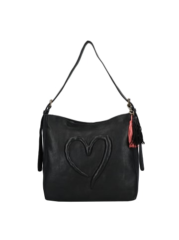 TASCHENDIEB Herzweg Schultertasche Leder 40 cm in black bean