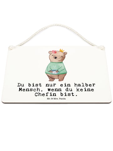 Mr. & Mrs. Panda Deko Schild Chefin Herz mit Spruch in Weiß
