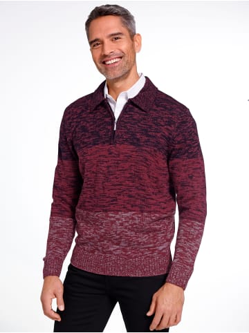 Sieh an! Polopullover in schwarz-dunkelrot-gemustert