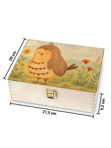 Mr. & Mrs. Panda Teebox Eule Zufrieden Design ohne Spruch in Weiß