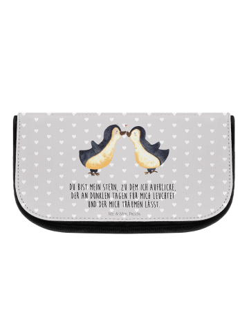 Mr. & Mrs. Panda Kosmetiktasche Pinguin Liebe mit Spruch in Grau Pastell