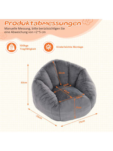 ABRIHOME Sitzsack in Grau Plüsch klein weich für Wohnzimmer Kinderzimmer