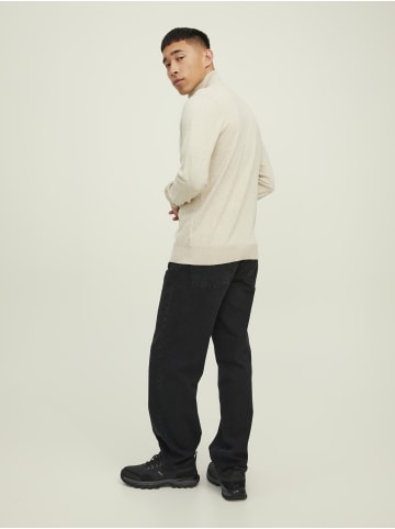 Jack & Jones Strickjacke mit Viertelreißverschluss in Oatmeal