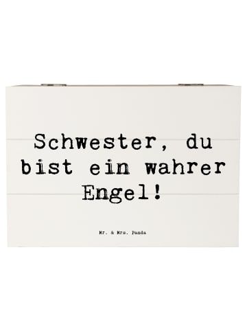 Mr. & Mrs. Panda Holzkiste mit Deckel Spruch Schwester Engel mit... in Weiß