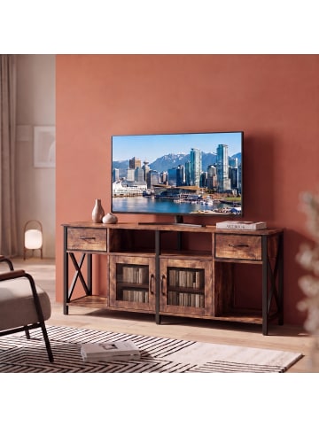 relaxdays TV Lowboard in Braun/ Schwarz - (B)180 x (H)60 x (T)40 cm
