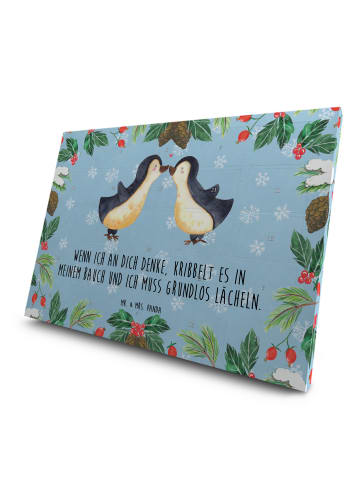 Mr. & Mrs. Panda Tee Adventskalender Pinguine Kuss mit Spruch in Eisblau