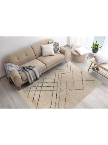 Kurzflor Teppich Michelle 625 in Creme Schwarz