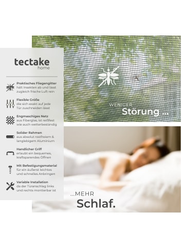 tectake Fliegengitter mit Aluminiumrahmen  95 x 210 cm, weiß