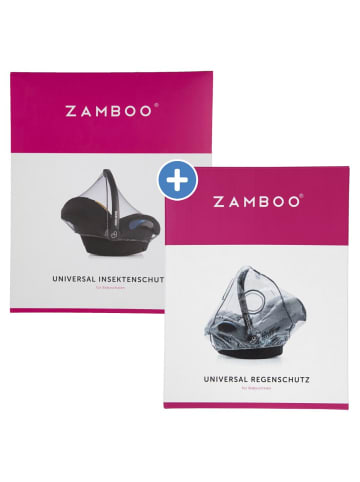 Zamboo Erstlings-Schutz-Set für Babyschalen mit Insektenschutz in grau