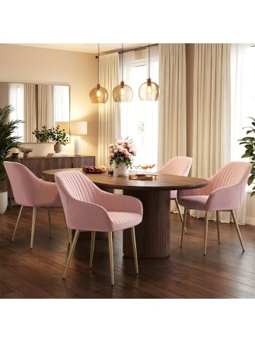 SONGMICS Esszimmerstuhl Tyra in Pastellrosa - (B)62.5 x (H)85 x (T)60 cm