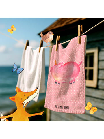 Mr. & Mrs. Panda Gästehandtücher Einhorn Schwein ohne Spruch in Rot Pastell