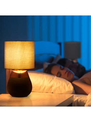 relaxdays Tischlampe in Grau/ Kupfer - (H)32 x Ø 18 cm