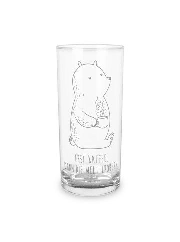 Mr. & Mrs. Panda Wasserglas Bär Kaffee mit Spruch in Transparent