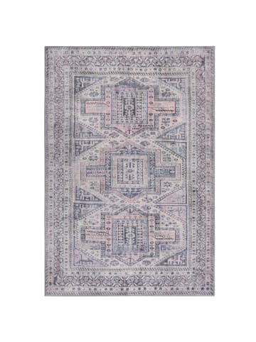 KADIMA DESIGN Waschbarer Teppich Vintage Geometrisch, Orientalisch, Küche in Grau-Rosa