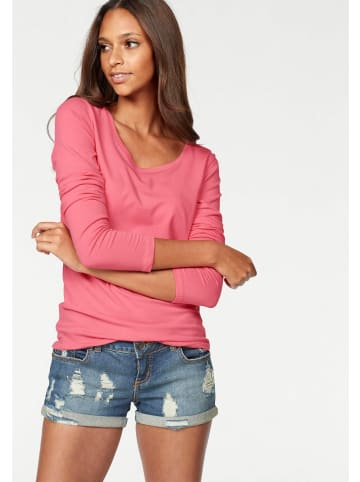 Vivance by Lascana Langarmshirt in apricot, weiß